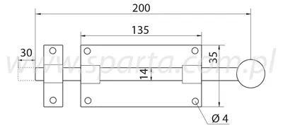 Produktbild von Zasuwka 411-200 Türriegel schwarz für Innen- und Außentüren