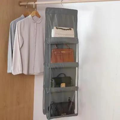 Produktbild von Handtaschen Aufbewahrung, Faltbarer Kleiderschrank Organizer Hängend für Geldbörsen & Handtaschen, Aufbewahrungstasche für Kleiderschrank für Taschen, transparent, platzsparend