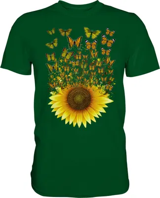 Produktbild von Sonnenblumen Schmetterling T-Shirt Gärtner Geschenk Garten – Bottle Green / S