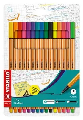 Obrázok produktu pre Liner, sada, 0,4 mm, STABILO "Point 88", 10+5 rôznych farieb