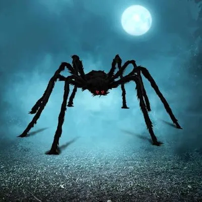 Obrázok produktu pre 1,52 m vysoká čierna vonkajšia halloweenská dekorácia – chlpavý pavúk