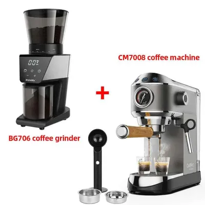 Image de Machine à expresso - 20 bars - Semi-automatique avec moulin à café - 1,1 litre - Acier inoxydable - Idéale pour le cappuccino