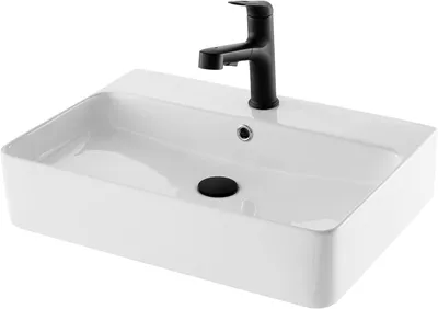 Imagen del producto de Lavabo de encimera, de montaje en pared, cuadrado, de 60 cm, ideal para baños pequeños