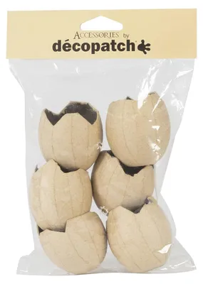 Zdjęcie produktu dla kartonowe skorupki jajek décopatch wodoodporne 6 sztuk średnica 4,2 cm wysokość 5,0 cm