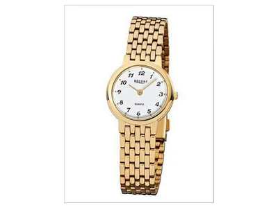 Obrázok produktu pre Regent Damenarmbanduhr Edelstahl goldplattiert F910