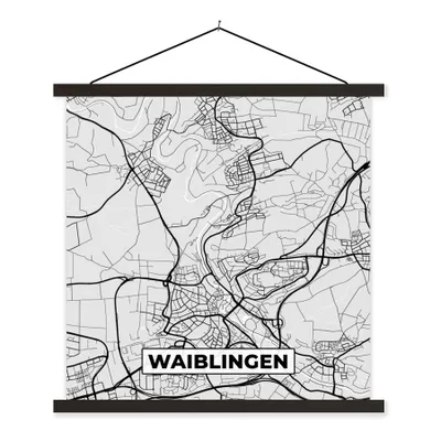 Produktbild von MuchoWow® Textilposter Karte - Waiblingen - Deutschland - Stadtplan - Karte 60x60 cm mit schwarzem Rahmen - Posteraufhänger