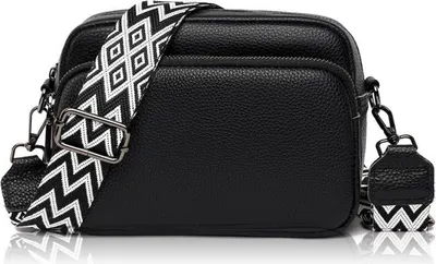Produktbild von GSenhui Damen Crossbody Bag Schwarz Echtes Leder Umhängetasche mit Reißverschluss