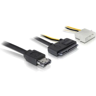 Produktbild von DeLOCK Cable eSATAp / SATA 22pin, 1 m, eSATAp, Schwarz, 6,35 cm (2.5")