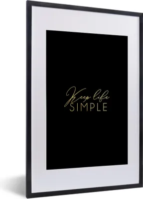 Produktbild von MuchoWow® Gerahmtes Poster Zitat - Leben - Gold 40x60 cm - Poster mit Schwarzem Bilderrahmen Wandposter Rahmen Foto Bilder - Poster in Rahmen