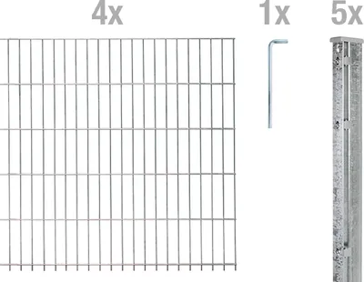 Produktbild von Alberts Doppelstabmattenzaun 6-5-6, Matten 2,50 m, Höhe 1,83 m, Länge 10 m, feuerverzinkt, Zaun als Komplettset, Pfosten mit Abdeckleiste 60x40 mm
