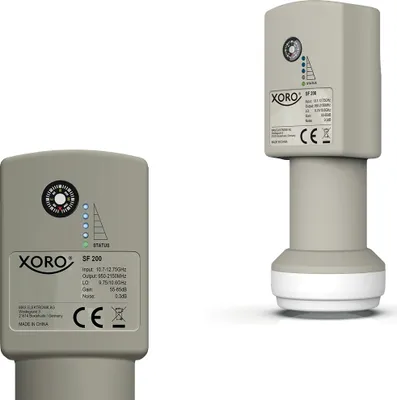 Produktbild von XORO SF 200 digitaler TWIN Universal LNB integrierter SAT-Finder ideal für Camping, schnelle & einfache Ausrichtung, Signalstärkeanzeige direkt am LNB
