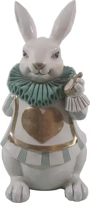 Immagine prodotto di Clayre & Eef Figurina Coniglio 17x14x33 cm Bianco Verde Poliresina