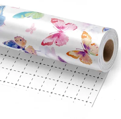 Obrázok produktu pre Darčekový papier s motýľmi, 43 cm x 10 m, na balenie darčekov