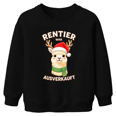 Produktbild von Rentier war t Alpaka Weihnachten lustig Kinder Sweatshirt Pullover, Schwarz, 152