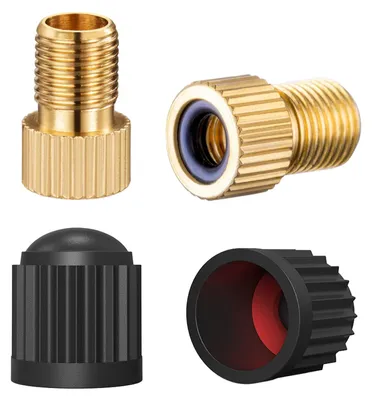 Produktbild von Ventilverlängerung/Adapter von Presta auf Schrader - Messing - 2 Stück - Mit Ventilkappen - Für Fahrräder und Rennräder