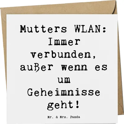 Produktbild von Mr. & Mrs. Panda Klappkarte Spruch Mutters WLAN - Weiß - Geschenk, Mutterliebe, doppelkarte, faltkarte, herzerwärmende Sprüche, Handarbeit, handgemacht, humorvolle