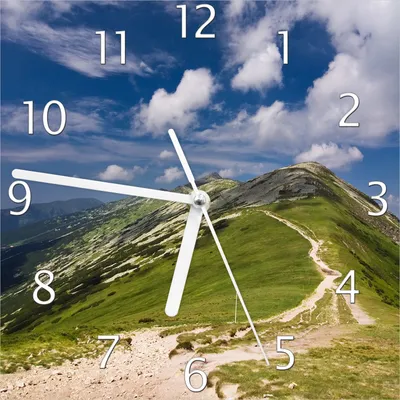 Produktbild von Wallario Design Wanduhr Alpenluft aus Echtglas, Größe 20 x 20 cm