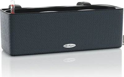 Produktbild von LECHUZA-Pflanzgefäß CUBE Color Triple Schiefergrau | Balkonkasten mit Bewässerungssystem und Halterung | Webstruktur-Optik | 40 x 14 x 13,5 cm | 13684