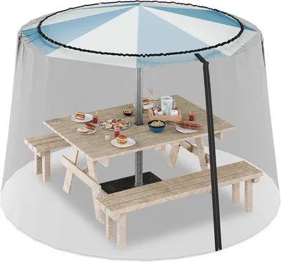 Produktbild von Insektenschutznetz für Sonnenschirm, 250-300 cm, verstellbar, Polyester, Schwarz
