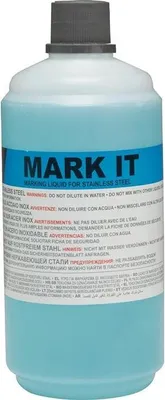 A bottle of marking liquid for stainless steel.