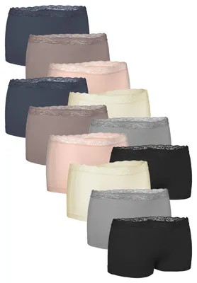 Produktbild von Fabio Farini - 12 Stück Damen Unterhosen - Microfaser Frauen Boxer Slip mit dezenter Spitze am Bund