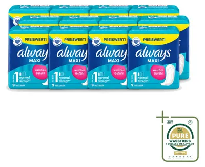 Productafbeelding van 12 x Always Maxi damesverbanden, normaal, maat 1 - voordeelverpakking - 12 stuks