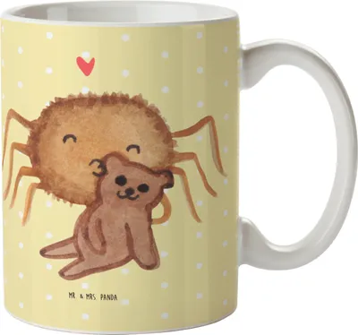 Produktbild von Mr. & Mrs. Panda Becher Spinne Agathe Teddy - Gelb Pastell - Geschenk, Pott, Treue, Tasse, Kaffeetasse, Liebesgeschenk, Teetasse, Dankeschön, Kaffeebecher, Miteinander