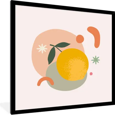 Produktbild von MuchoWow® Gerahmtes Poster Zitrone - Obst - Sommer 40x40 cm - Poster mit Schwarzem Bilderrahmen Wandposter Rahmen Foto Bilder - Mit Rahmen - Wanddekoration Schlafzimmer