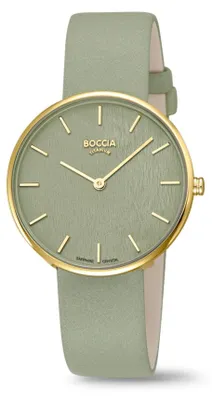 Image de Montre Boccia 3387-04 pour femme, quartz, titane, vert clair/doré