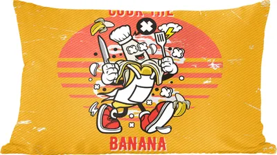 Produktbild von MuchoWow® Zierkissen Sofakissen Wohnzimmer Dekokissen 60x40 cm Vintage - Banane - Schürze - Kopfkissen - Polster mit Foto