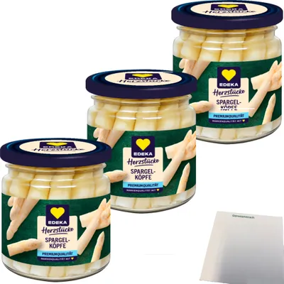 Produktbild von Edeka Spargelköpfe 7cm 3er Pack (3x180g Glas) + usy Block