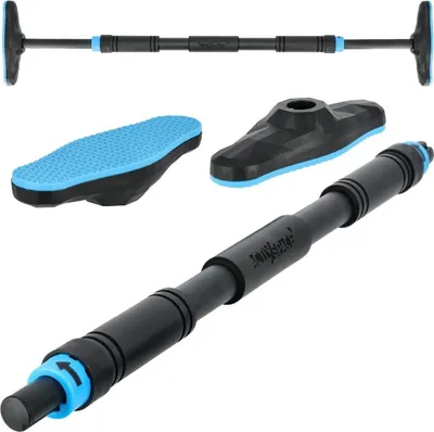 A set of fitness equipment components, including a pull-up bar and two different types of foot supports, arranged on a white background.