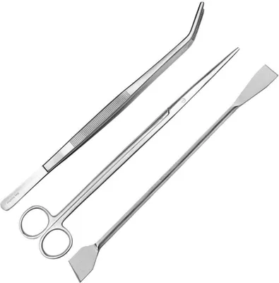 Obrázek produktu pro Akvarijní terarijní sada zahnutá 30 cm Pinzeta na rostliny Nůžky na rostliny