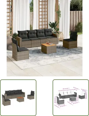 Produktbild von The Living Store 7-tlg. Garten-Sofagarnitur mit Kissen Grau Poly Rattan