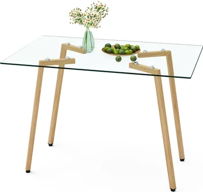 Produktbild von Glastisch Moderner Rechteckiger Beistelltisch Couchtisch Esstisch Robust und Langlebig 0,8 cm Dickes Gehärtetes Glas für 4-6 Personen 110 x 70 x 75 cm