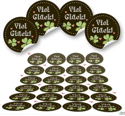 Produktbild von 3 x 24 runde schwarz grün rot Kleeblatt Glücksklee Aufkleber Sticker selbstklebende Etiketten Verpackung Geschenke Kunden Mitgebsel Gastgeschenk