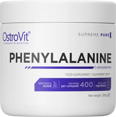 Zdjęcie produktu dla OstroVit Supreme Pure L-Phenylalanine Powder 200g 500mg Aminokwas L-fenyloalanina w wysokiej dawce