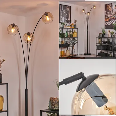 Produktbild von Cesaro Stehlampe aus Metall/Glas in Schwarz/Bernsteinfarben/Klar