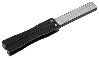Messenschärfer, doppelseitig, rutschfest, schwarz, 12,5 cm