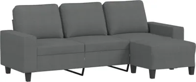 Produktbild von vidaXL 3-Sitzer-Sofa mit Hocker Dunkelgrau 180 cm Stoff