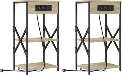 Produktbild von vidaXL Nachttisch 2 Stk. Sonoma-Eiche 41 x 31 x 76 cm Holzwerkstoff