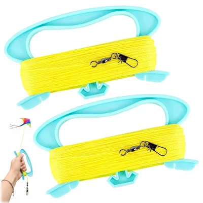 Imagen del producto de Cuerda para cometas, 100 metros, 2 rollos, color amarillo, material resistente, para volar cometas