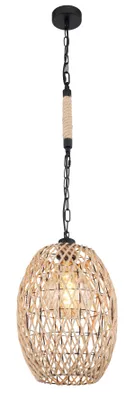 Produktbild von Globo Lighting Hängeleuchte Metall schwarz matt, braun, mit schwarzer Kette, ø: 240mm, H: 1350mm, exkl. 1x E27 60W 230V