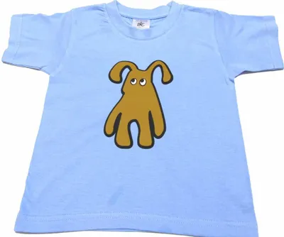 Produktbild von Baby T-Shirt KALLE FUX Handarbeit Kinder Tshirt blau Hund braun Gr.86/92
