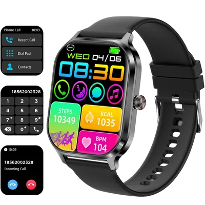 Obrázek produktu pro Chytré hodinky s funkcí volání přes Bluetooth, vodotěsné fitness hodinky s krytím IP68, se sportovními režimy, monitor srdečního tepu, monitor spánku pro iOS a Android, černá barva