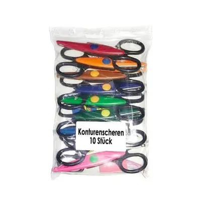 Produktbild von folia 799/10 Konturen-Schere / Bastel-Schere mit verschiedene Konturen, bunt (Modell zufällig, 10er Pack)