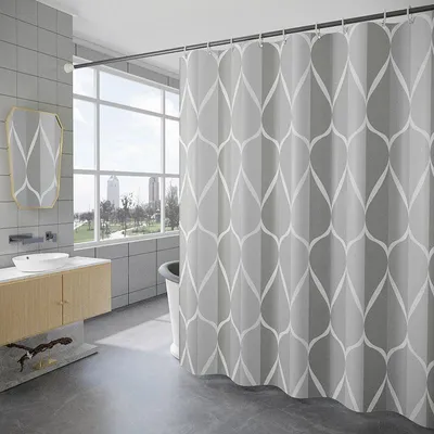 Produktbild von Anti-Schimmel-Duschvorhang, 180 x 180 cm, Duschvorhang aus Polyestergewebe, wasserdichter Duschvorhang, maschinenwaschbar, mit