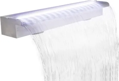 Obrázok produktu pre Obdĺžniková bazénová fontána/vodopád s LED, nehrdzavejúca oceľ 90 cm