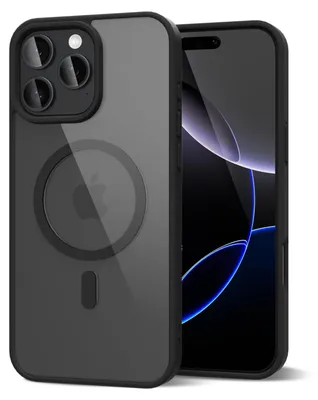Obrázek produktu pro Magnetický kryt pro iPhone 16 Pro Max, kompatibilní s MagSafe, průhledné nárazuvzdorné pouzdro, ochranný zadní kryt Černá