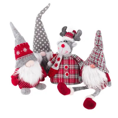 Produktbild von Kondela Weihnachtsfigur (4 Stück) Puppe - rot / grau / weiß